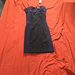 Rebecca Taylor Navy and Black Colorblock Midi Sheath Dress